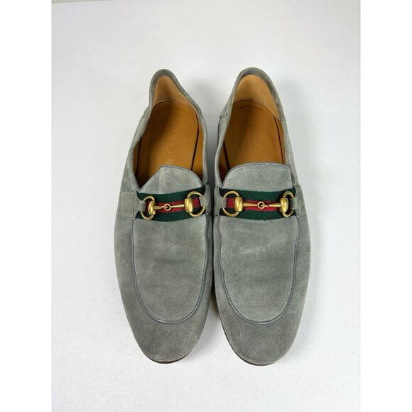 Gucci Loafers Suede Shoes Men’s UK 7.5 US 8 EU 42.5 Green Gray Horsebit Brixton - Picture 11 of 14